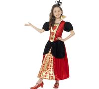 Smiffys Costume Regina di cuori, Rosso, con vestito e corona di feltro 3D