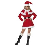 SMIFFYS Costume in lana Miss Santa, rosso, con abito, cappa, cintura e cappello