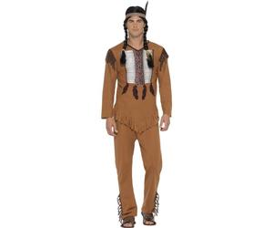 Smiffys Native American Inspired Warrior Costume, Brown (Size L)