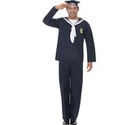 Uomo Costume da Marinaio Navale Marinaio Vestito Navy Da Smiffys