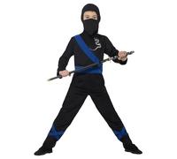 Bambini Ninja Costume da Ragazzo Bambini Nero/Blu Ninja Completo Da Smiffys