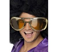 Smiffy's- Smiffys Occhiali giganti Anni '70 da Rocker, Assortiti Ultra Light Custodia in Neoprene per Adulti, Dorato, 31055