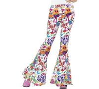 Smiffys Groovy Flared Trousers, Ladies, Multi-Coloured (Size M)