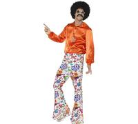SMIFFYS Pantaloni a zampa d'elefante Groovy anni '60, da uomo, multicolore