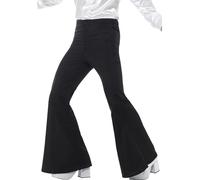 Smiffys Pantaloni a zampa d'elefante, Uomo, Nero, L (Vita: 91-97 cm; Interno gamba: 84 cm)