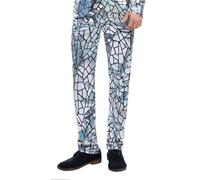 Smiffys Pantaloni Specchio Olografici Argento Disco 70s Costume Elegante