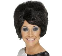 Donna 60s 60's 1960s Alveare Costume Parrucca Addio Al Nubilato Nero da Smiffys