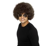 70s 1970s 80s 1980s Donna Uomo Funky Afro Parrucca Vestito Marrone Nuovo Smiffys
