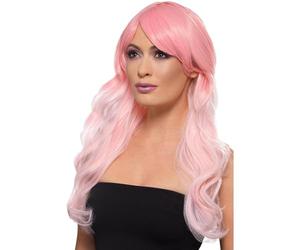 Smiffys Parrucca alla moda con effetto ombre, Rosa, Ondulato, lungo, Parrucca deluxe sposa in stile gotico, Grigia, resistente al calore/acconciabile Halloween