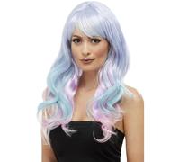 Donne Adulti Ondulate Lunghe Ombre Pastello Fantasia Unicorn Parrucca