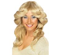 Donna 70s Parrucca Bionda Nero Marrone Costume Adulti Disco Rétro Ondulato Nuovo