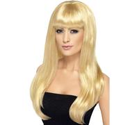 Adulto Bionda Babelicious Parrucca Lungo con Frangia Da Costume Accessorio Nuovo