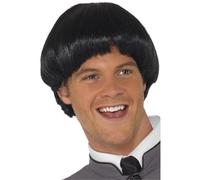 60s 1960s 60's Ciotola Costume Parrucca Fab Four Beatles Nera da Smiffys