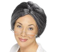 Donna Nonnina Ciambella Costume Vecchio Parrucca Grigio Capelli Nuovo da Smiffys
