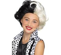 Smiffys Parrucca Crudelia, Bianco e nero, Bambini