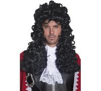 Autentico Pirata Parrucca Uomo Capitan Uncino Lungo Nero Vestito Classico