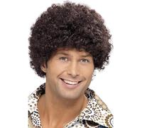 Smiffys Parrucca da fusto da discoteca anni '70, castana, Afro Halloween