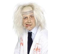 SMIFFYS Parrucca da pazzo, grigia, con parte superiore calva Halloween