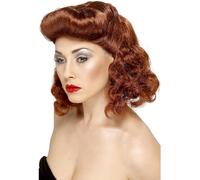 SMIFFYS Parrucca da pin up, rossiccia,con ricci corti Halloween