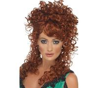 Adulti Donna Wild West Saloon Showgirl Castano Ramato Red Head Parrucca Costume