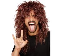 Smiffys Parrucca da rock-star, Marrone, Capelli lunghi spettinati
