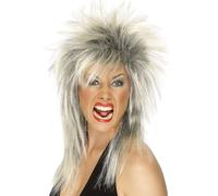 Donna 80s 1980s 80's Rock Diva Parrucca Bionda da Carnevale/Roots da Smiffys