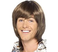 Uomo 1970's Rubacuori Marrone Disco Rétro Wig Costume Groovy Boogie Notte