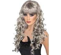 Costume da Donna per Halloween Ricci Sexy Sirena Parrucca Argento Da Smiffys