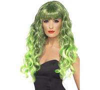 Donne Adulti Ondulate Lunghe Sirena Parrucca Laguna Mostro Fancy Dress Accessory