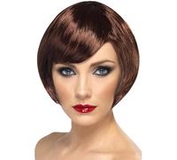 SMIFFYS Parrucca da sventola castana, corta con frangetta Halloween, Carnevale