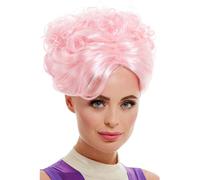 Smiffys Parrucca da trapezista, Rosa, con acconciatura riccia vintage