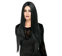 Smiffys Parrucca deluxe strega, Nera, resistente al calore/acconciabile, extra-long Halloween