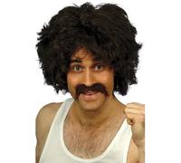 SMIFFYS Parrucca e baffi retro, marrone Halloween