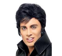 Elvis Parrucca Nera Ciuffo con Licenza Ufficiale Uomo Superstar Costume