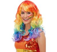 Smiffys Rainbow Glam Wig, Multi-Coloured