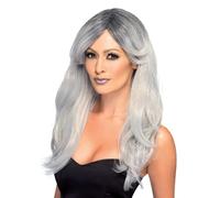 Adulti da Donna Grigio Ombre Spettrale Sposa Zombie Parrucca Halloween