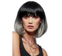 Smiffys Parrucca Manic Panic® Alien Grey™ Ombre Glam Doll™, caschetto con frangetta, stilizzabile a caldo