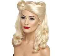 Smiffys Parrucca Pin Up anni '40, bionda, bionda, con boccoli vittoriani