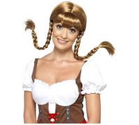 SMIFFYS Parrucca ragazza bavarese, treccia, Castana, con filo nascosto