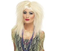 Parrucca Crimp Bionda Per Donne Anni '80 Accessorio Per Costume Nuovo