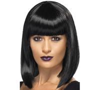R'N'B Stella Parrucca Nero Corto Blunt Taglio Bob con Frangia Donna Costume