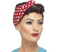 Donna 40s Rosie Casalinga Wig & Rosso a Pois Copricapo Guerra Retro Vintage