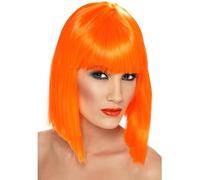 Donna 80s 1980s Glam Costume Parrucca Arancione Neon Gallina Festa Nuovo Smiffys