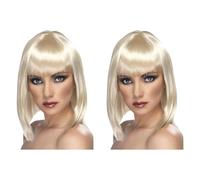 Smiffys Parrucca seducente corta, bionda con frangetta corta, scalata con frangetta Halloween (Confezione da 2)