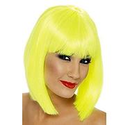SMIFFYS Parrucca seducente, giallo fosforescente,corta, scalata con frangetta Halloween, Carnevale