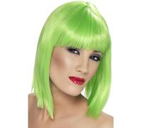 SMIFFYS Parrucca seducente, verde fosforescente, corta, scalata con frangetta
