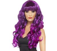 Costume da Donna per Halloween Ricci Sexy Sirena Parrucca Viola/Nero Di Smiffys