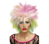 Smiffys Parrucca stile anni '80, Multicolore, corta, a spazzola