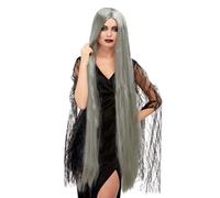 120cm Adulti Strega extra Lungo Grigio Halloween Creepy Abito Medievale Parrucca