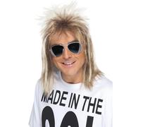 Uomo Lungo 70s 80s Anni Ottanta Mullet Parrucca Bionda Rocker Musica Costume Per